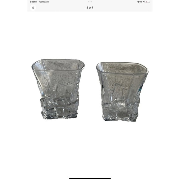 Cooko Crystal Iceberg Whiskey Glasses Bourbon/Scotch Tumblers Set of 2 New - Picture 2 of 9
